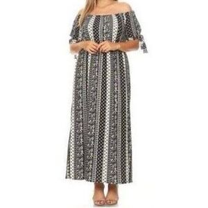 Vibe Sportswear Womens Floral Border Print Short Sleeve Maxi Dress Size 2X